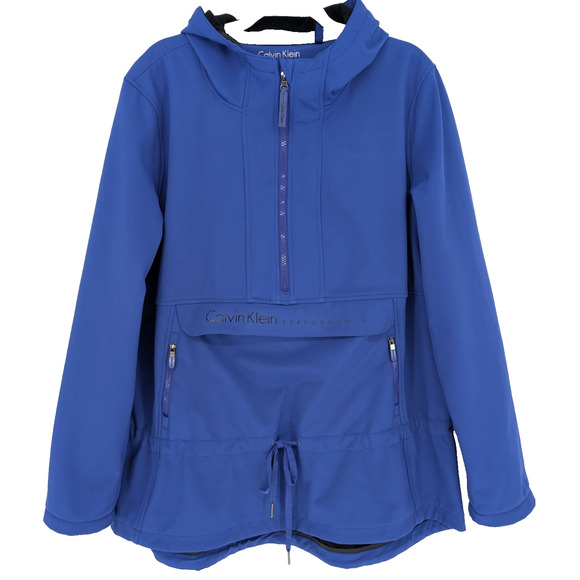 Calvin Klein Performance Blue Hooded Pullover Windbreaker Jacket Womens XL Sport - Picture 1 of 9